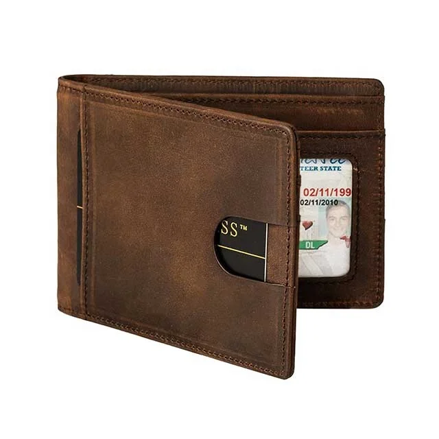 Saffiano Leather Bifold Leather Men Wallet Minimal Rfid Blocking Man Short Bifold Wallet Manufacturer for men