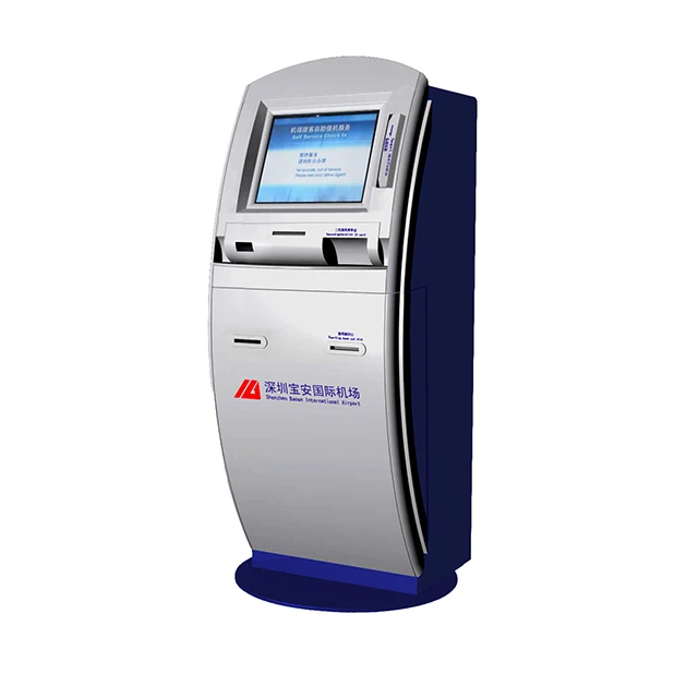 Free Standing Self Service Touch Screen Check In International Airport Ticket Vending Kiosk
