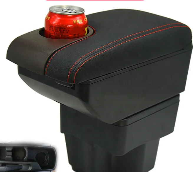 2022 South Korea car  new design Pvc material black color red stitch Car Armrest box for Kia Rio 2018-2022