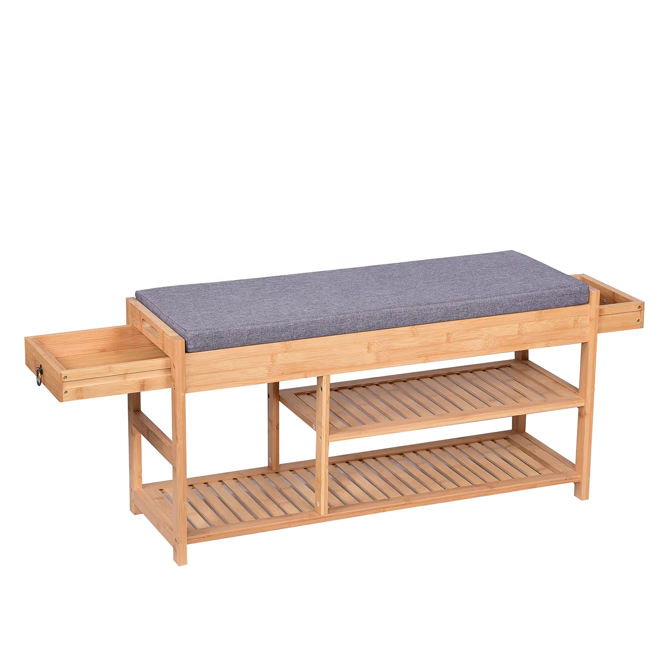 premium bamboo shoe rack shoe racks to save space with upholstered seat and drawer for living room