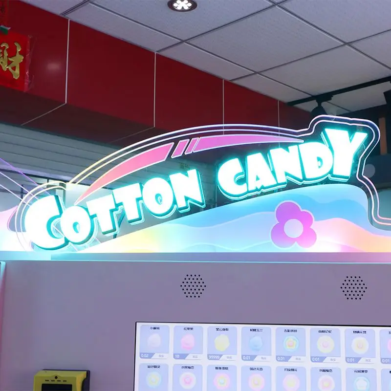 Cinema Shop Sticker Custom Cotton Candy Popper Making Machine Hot Air Heating Cotton Candy Equipment
