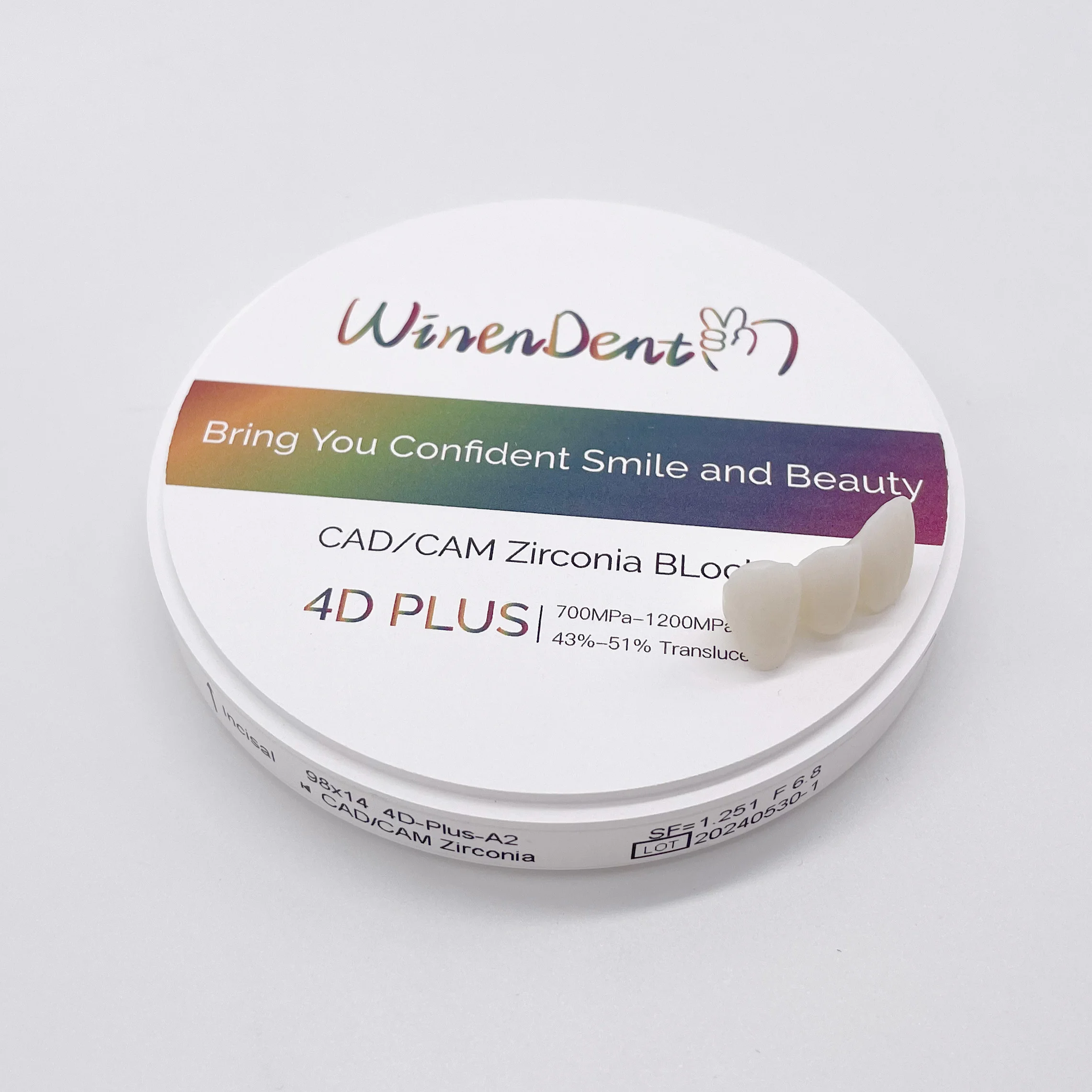 High Quality Multilayer Zirconia Block 4D-Plus 12mm 98mm Vita16 Bleach Zirconia Bloque De Dental Laboratory