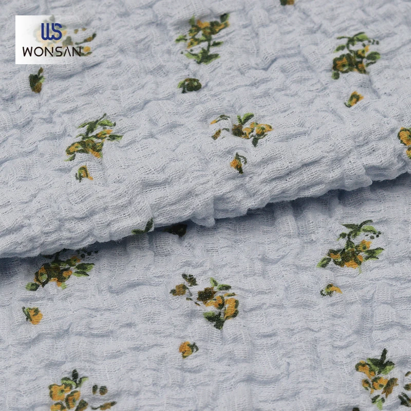 China High Quality Cotton Nylon Spandex High Elastic Core Spun Yarn Dresses Frock Cloth Warp Knitted Crepe Printing Fabric