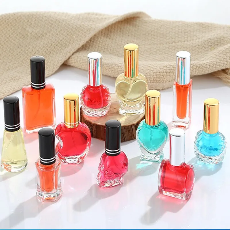 custom 8ml 10ml empty clear nail polish bottle mini translucent round nail lacquer oil liquid varnish glass bottle factory