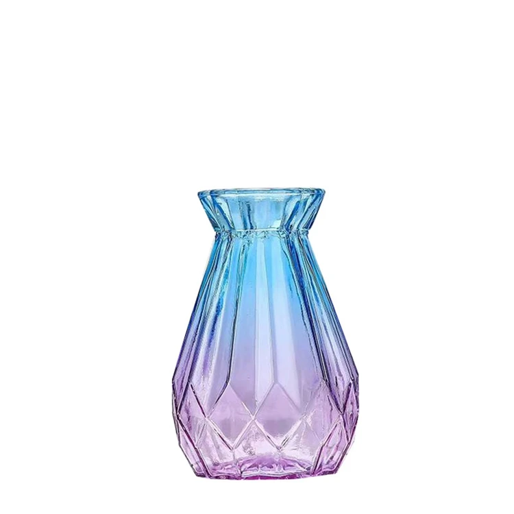 Glass Vase, Gradient Multicolor Flower Vase for Weddings, Events, Decorating, Arrangements, Flowers, Office, or Home Decor