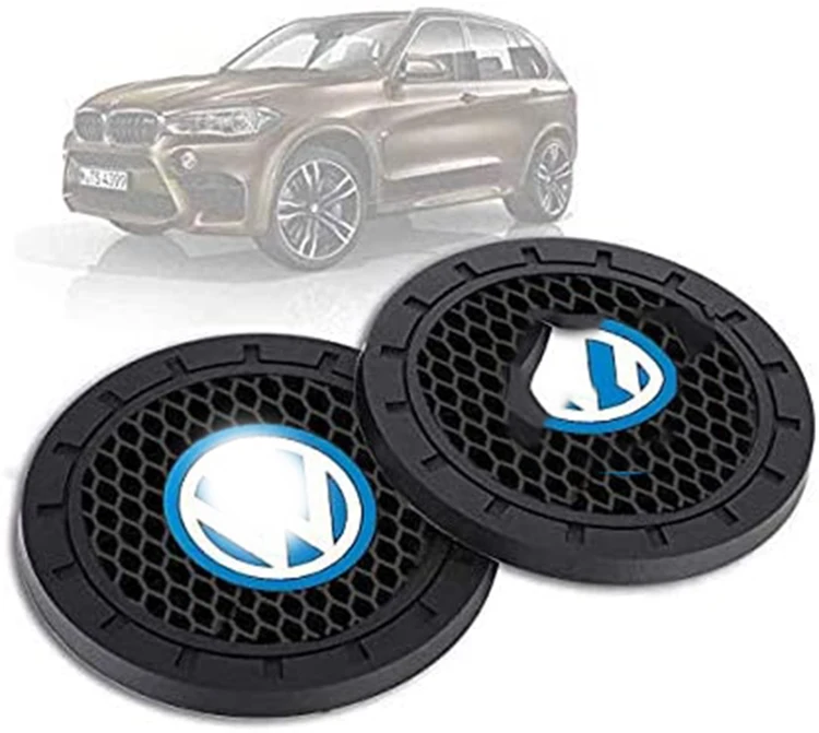 2023 Hot 2 Shiny car Coasters, Shiny car Accessories 2.75 inches, Rhinestone Non-Slip Insert Coasters for VOLKSWAGEN