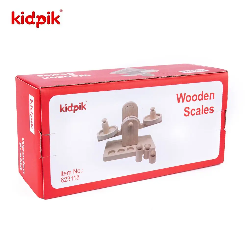 Low Moq Logical Thinking Toy Hand-Made Montessori Wooden Balance Build Block Balance Scale Beam Balance Weighing Scale