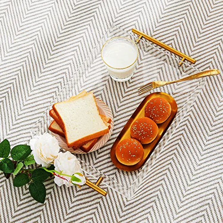 Factory Price Custom Acrylic Tray Table Clear Acrylic Tray With Handle Coffee Table Tray