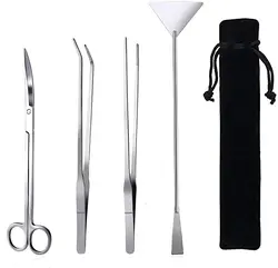 Fistoy Aquarium Scissor Tweezers Spatula Tool - 4 in 1 Stainless Steel Aquatic Plants Aquascaping Tools Set  Fish Starter Kit