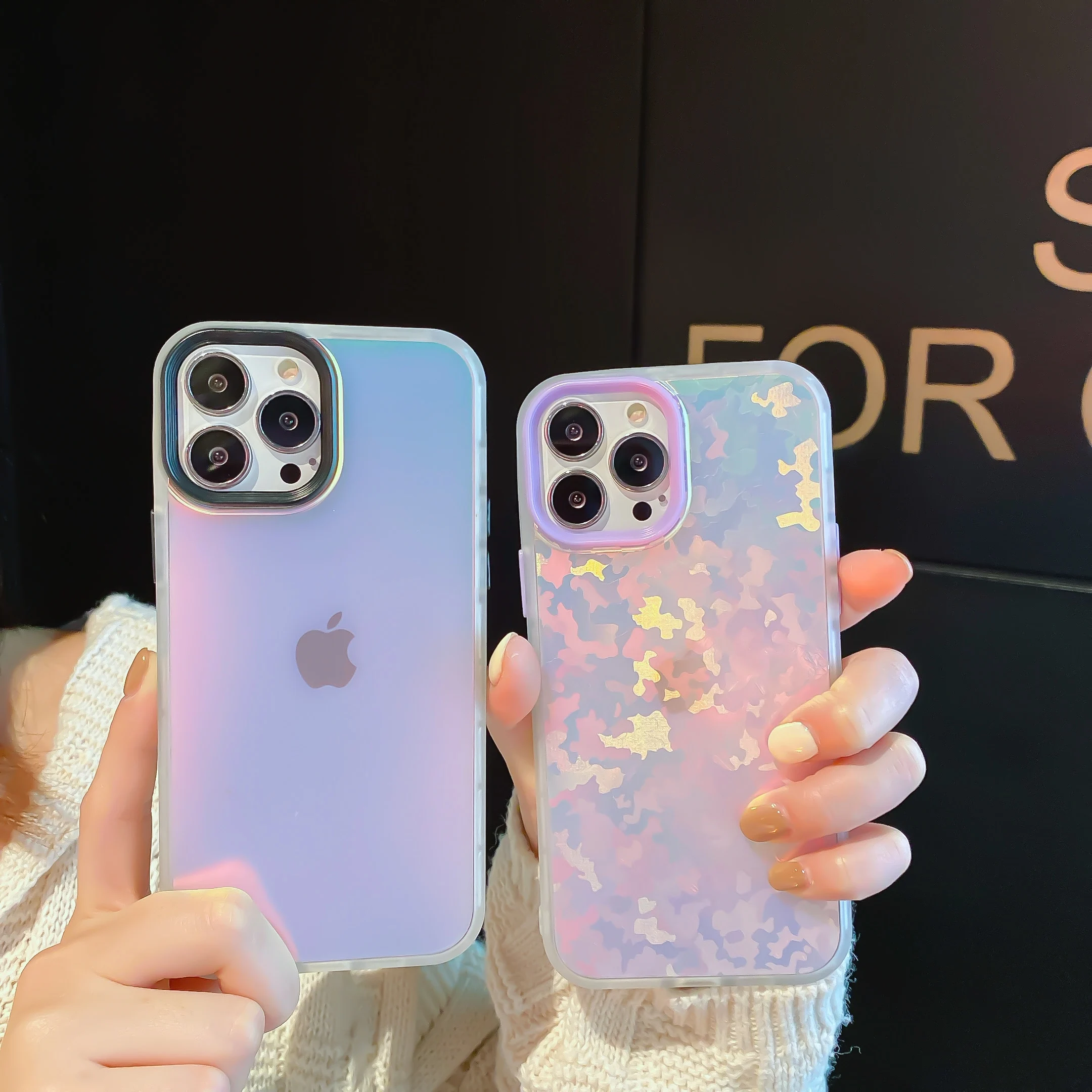 Gradient Rainbow Laser Phone Cases For iPhone 11 13 Pro 12 Mini X XR XS Max SE2020 Transparent Soft 7 8 Plus Clear Acrylic Cover