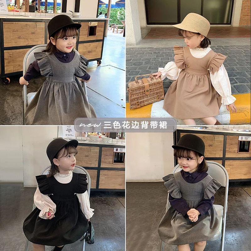 
6754 1-6 years old fashion baby kids clothes girl laciness strap dress 