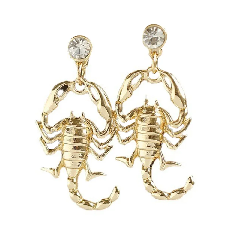 Hot Sale Punk Jewelry Unique Earrings Temperament Shiny Diamond Earrings Premium Silver Gold Scorpion Earrings Gifts for Women