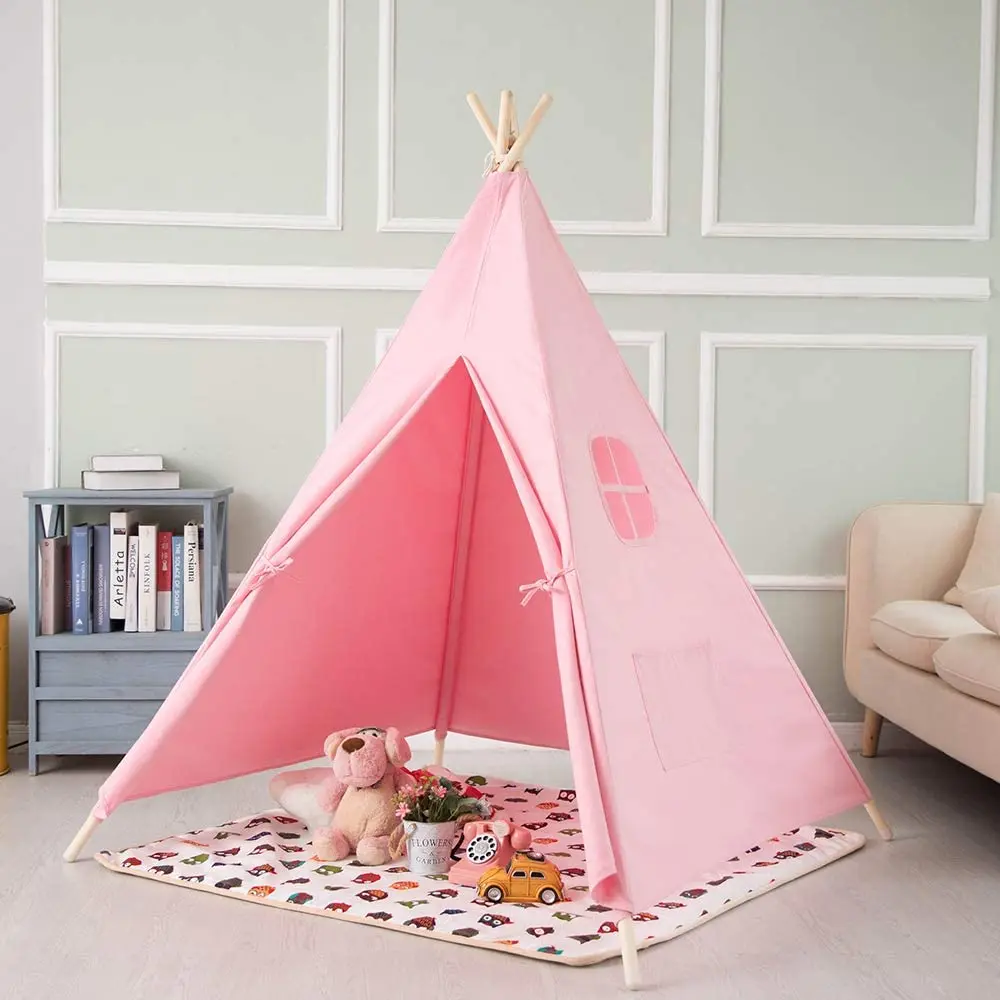 Princess Teepee Tent for Kids Playhouse for Kids  Pink Canvas Play Tents for Girls Toy tent Wedding House