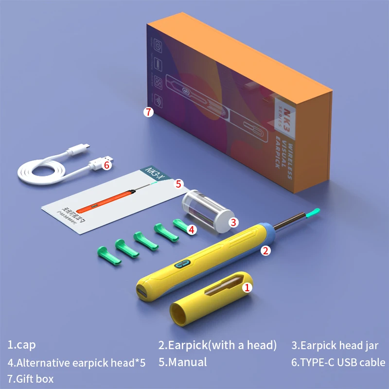 WIFI wireless  waterproof camera Silica gel ear cleaning otoscope endoscope