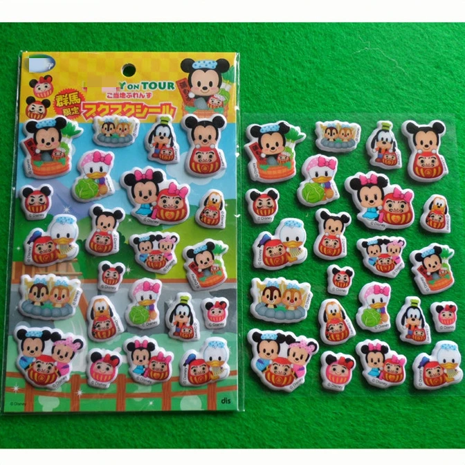 Custom mickey mouse EVA stickers sheet for kids OEM cute design cartoon 3d puffy phone sticker