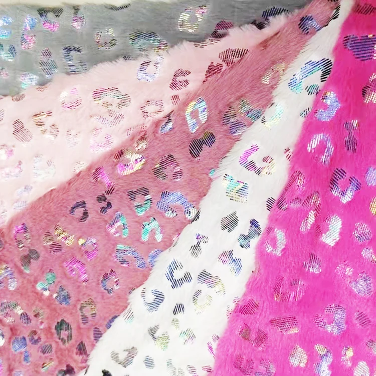 China Manufacturer Wholesale Fashion Fluffy Multicolor Flocking On Fabric, Metallic Foil Anti Pilling Fleece Fabric