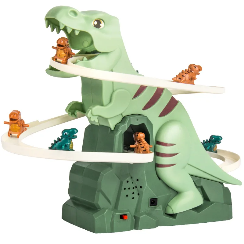 2024 New  Dinosaur park track slide  Climbing Stairs Toy  stair assembly music light through the induction rotation puzzle 3+