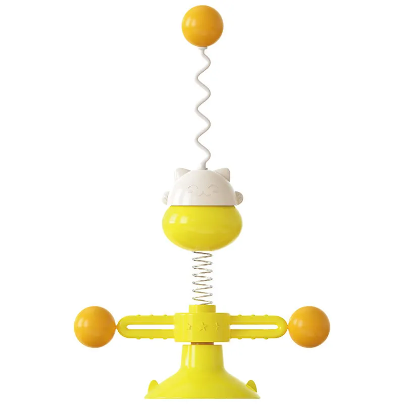 Rotating Windmill Turntable Interactive Cat Toys Balls Cat Fidget Spinner Treat Toys Teaser Wand for Indoor Cats