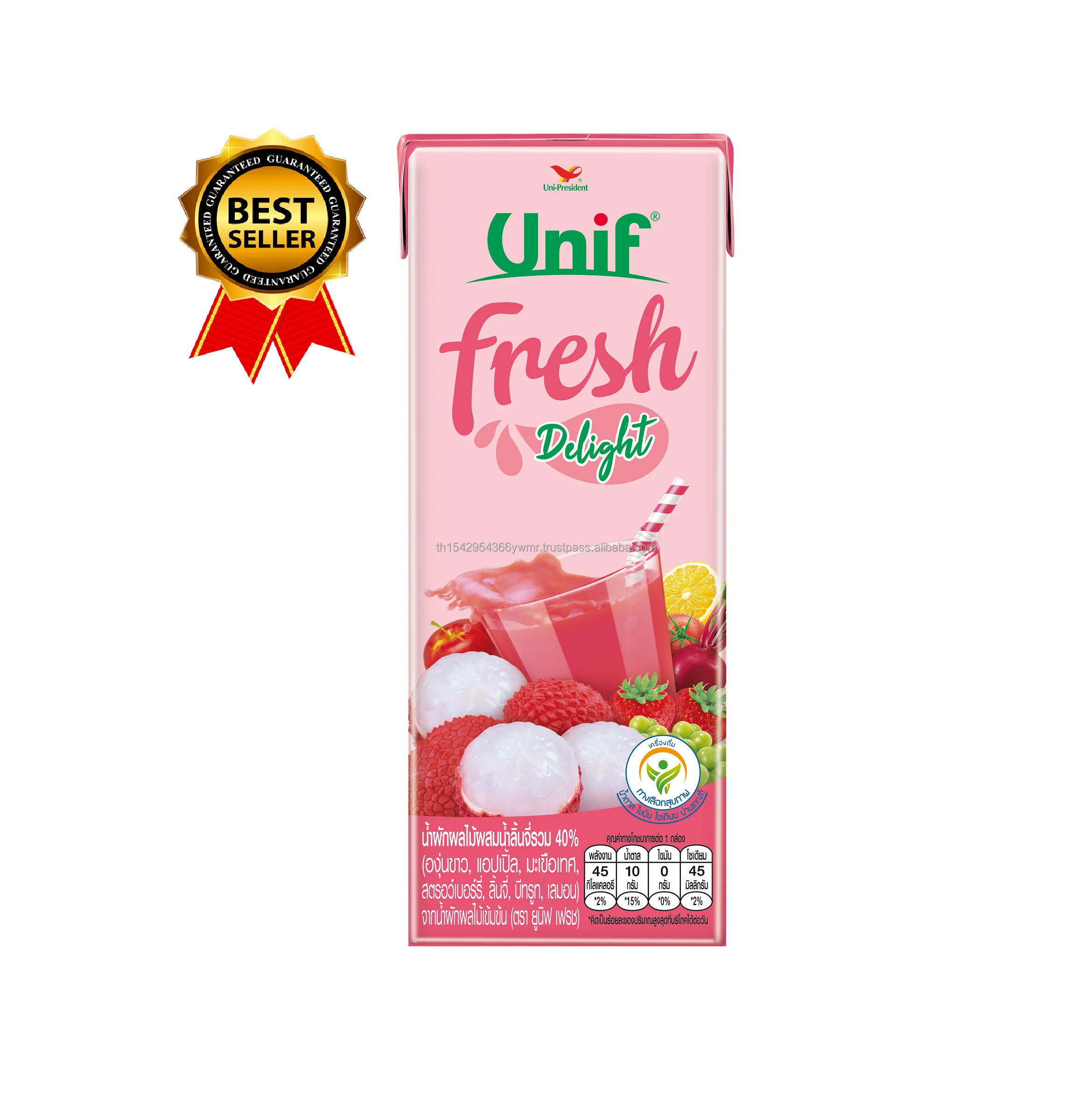 Unif 40% Mixed Vegetable and Fruit Juice with Lychee (180ml) Delicious Healthy Soft Drinks Thailand Top Brand Best Seller