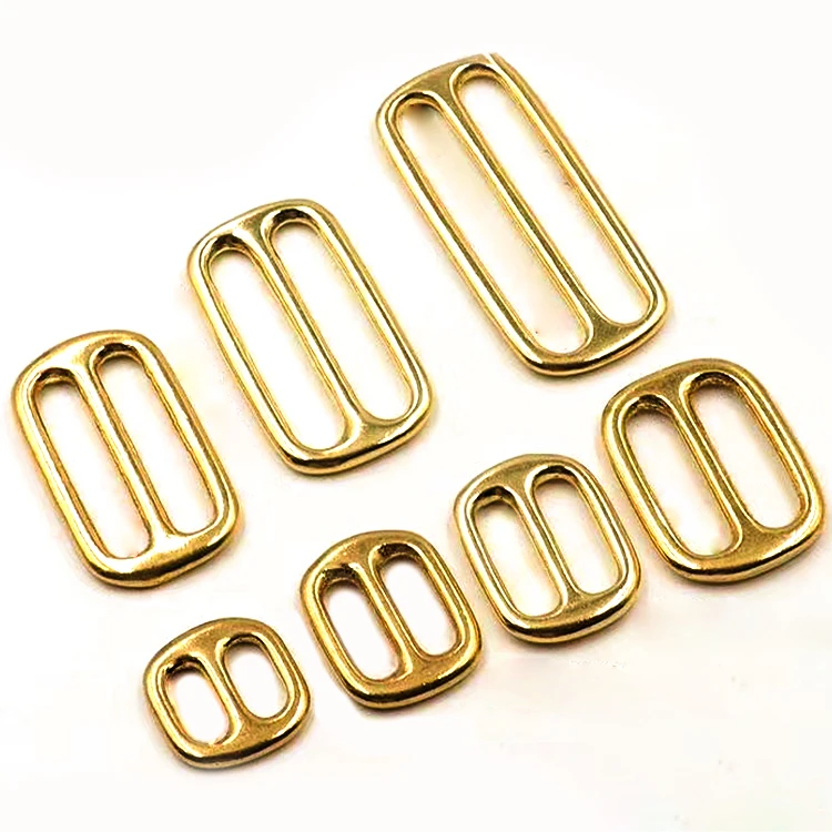 Top sale high quality various bag hardware metal square ring Tri glide buckles for bag adjustable solid brass slide buckles