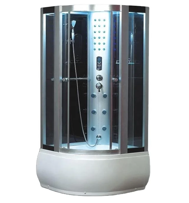 Acrylic luxury walk in steam shower cabinet room with massage spa tub deep washing basin