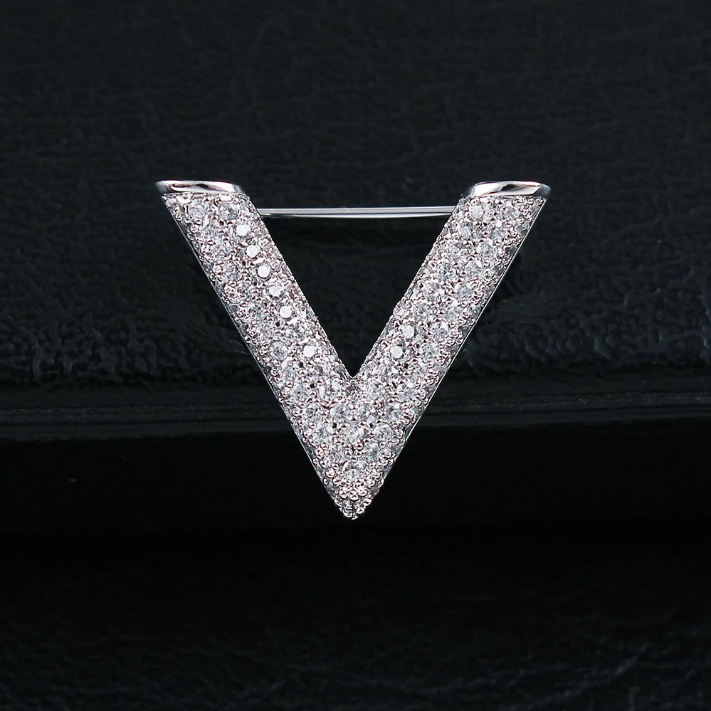 Crystal Pearl Initial Brooch Gold Plated Enamel Colorful Letter Alphabet Breastpin Pin Jewelry for GIFTS