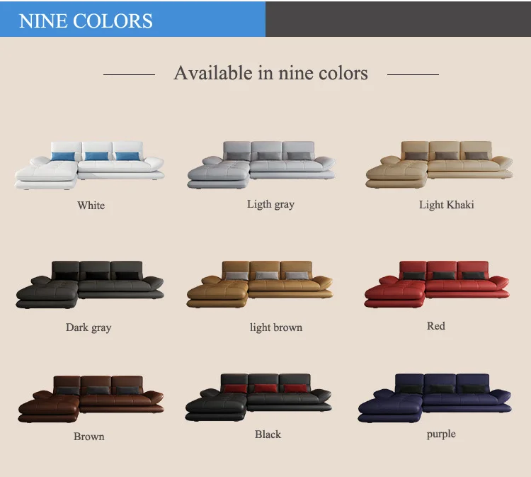 Modern Living Room Furniture Sofa Set Nordic Leather L shape Corner Sofas CELS011