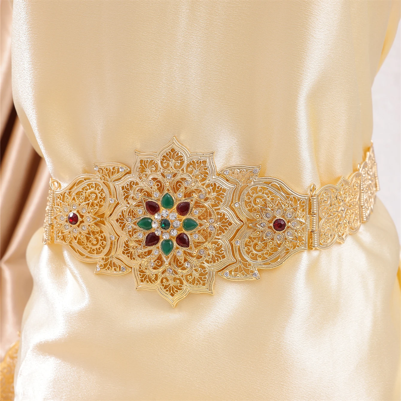 Ethnic Women Metal Waist Belt Caucasus Traditional Wedding Body Jewelry In Gold Morocco Caftan Waist Chains