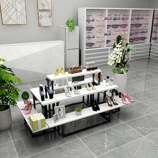 Hotel buffet restaurant display racks 5-tier high & low display table set clothing shop metal middle display stands