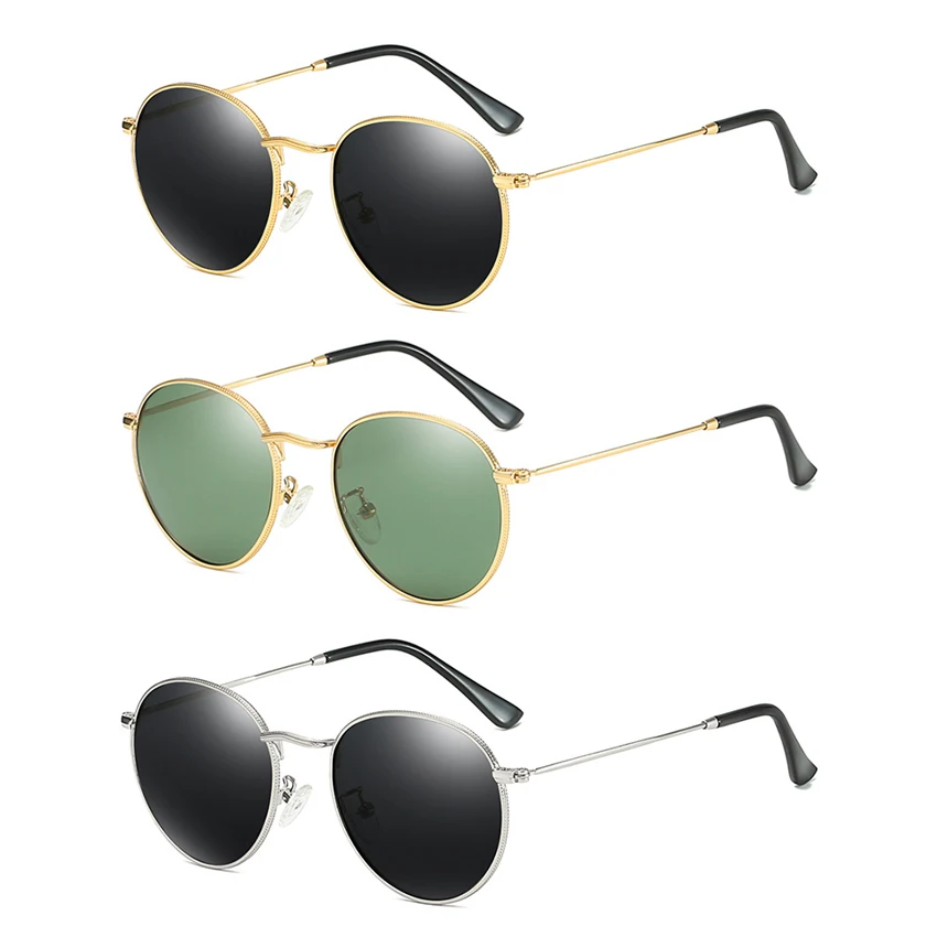 Classics Retro Polarizing Sun Glasses Hot Sale Metal Shades Eyewear Fashion Custom Round Frame TAC Lenses UV400 Sunglasses
