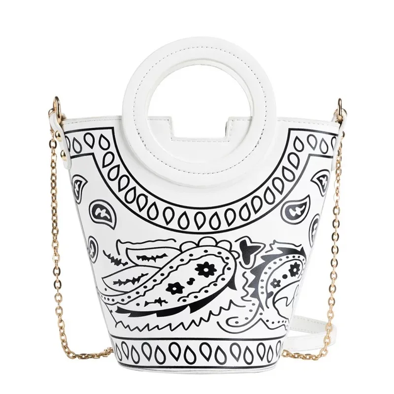  High Quality PU Leather Crossbody Bandana Bag Luxury Handbags for Girl Bucket Women Ladies Designer