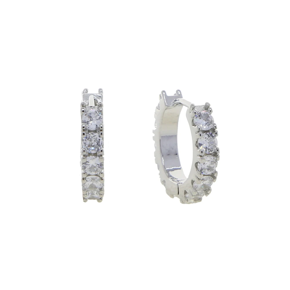  2021 hip hop daily wear cz zirconia jewelery gold silver plated small huggie earrings for