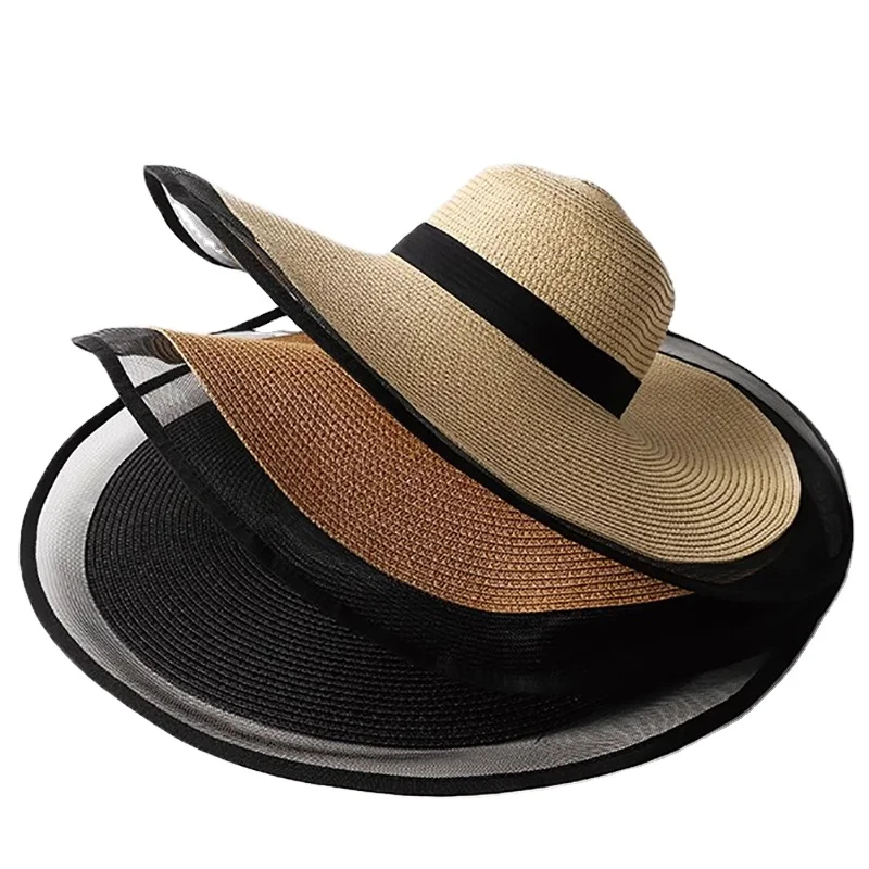 Wholesale New Fashion Outdoor Summer Large Rim Sun Hats Women Sunscreen Beach Straw Hat