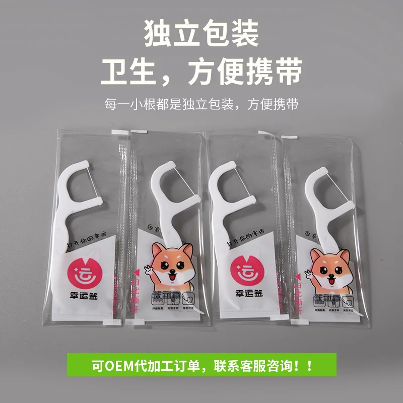 Private Label Eco Friendly Dental Flosser Toothpick Pick Plastic with 30pcs portable individual packaging OEM Customized