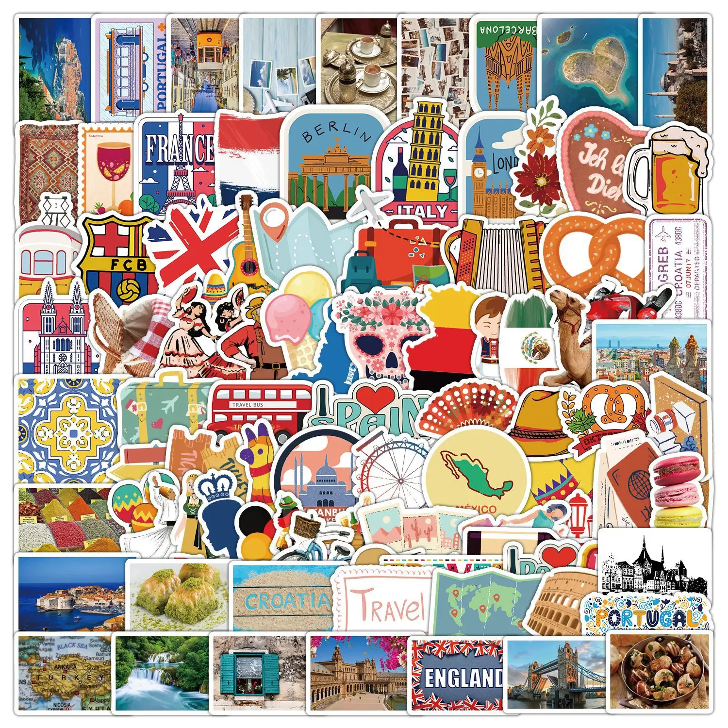 100PCS World Heritage Graffiti Stickers Car Phone Water Bottle Decorative Sticker Children Waterproof Creative Stickers