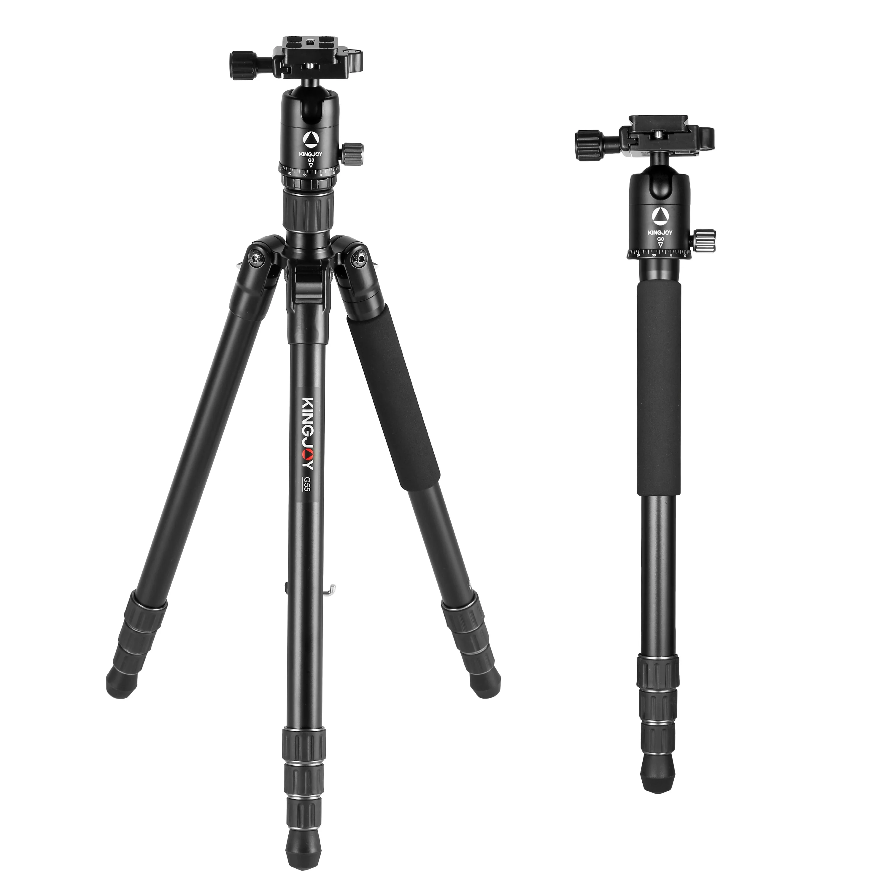Kingjoy Camera Tripod Stand Aluminum Tripod  Monopod for DSLR, Lightweight Tripod with 360 Degree Ball Head
