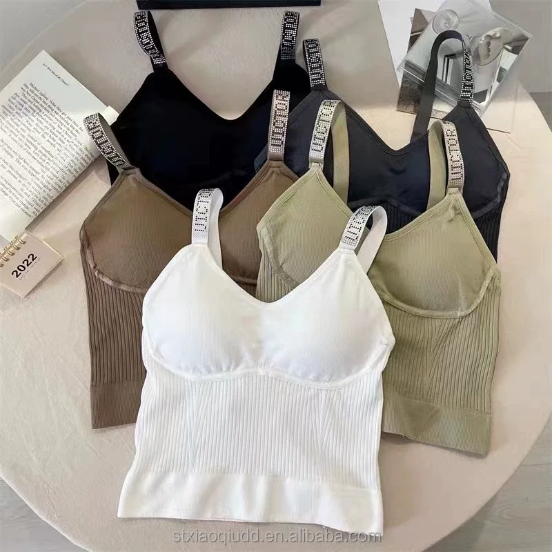 New hot drill Korean version Slim sling Beautiful back vest with chest pads cotton seamless chest wrap tube top bra for women