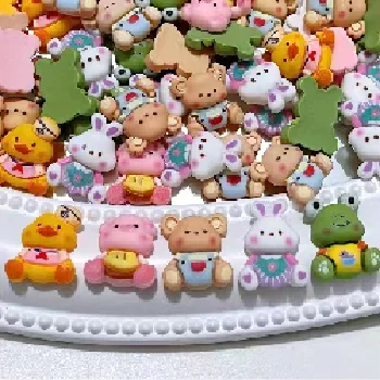 2023 Korea Kawaii Bear Rabbit Elephant Cat Flat Back Resin Cabochon For Hair Bow Center DIY resin charms