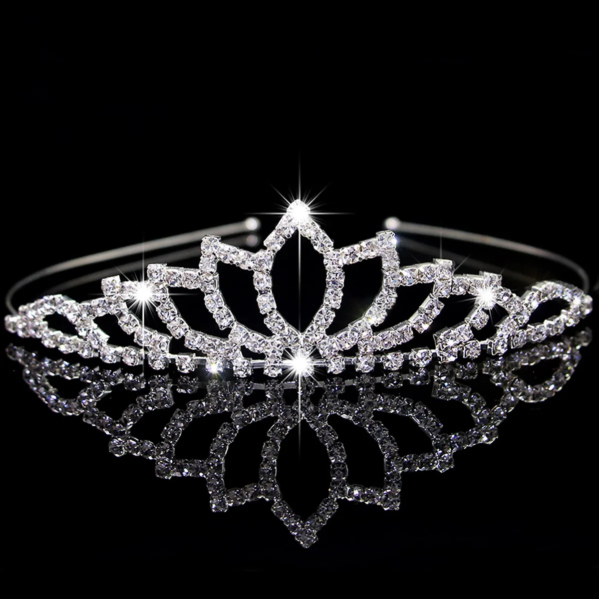 Wholesale Brass Claw Crystal Rhinestone Kids Tiara Headband Princess Elegant Girls Crown for  Bridal Wedding Prom Birthday Party