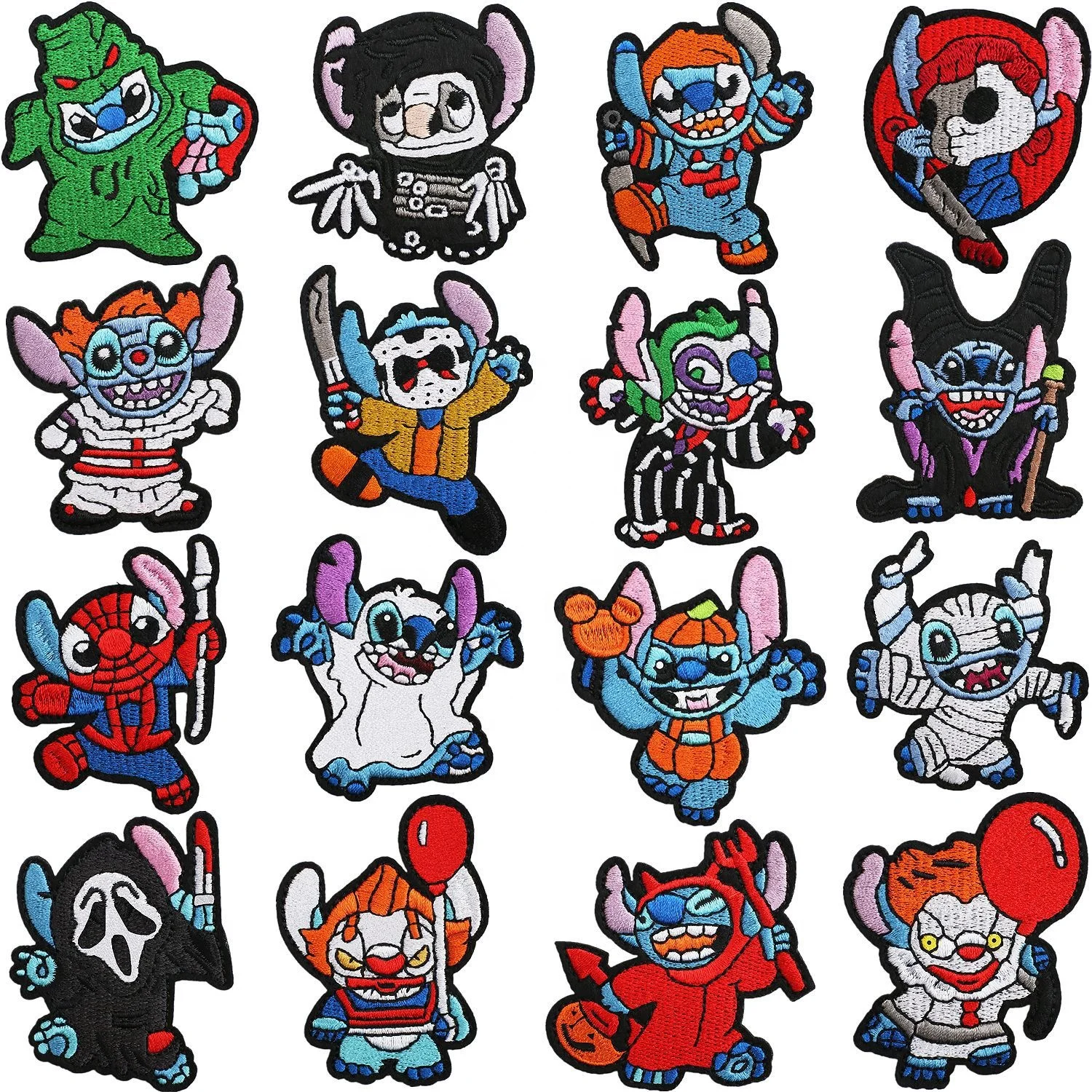 Wholesale Small Cute Halloween Patches Embroidered Iron on Horror Cartoon Anime Embroidery Patches for Trucker Hat Clothing