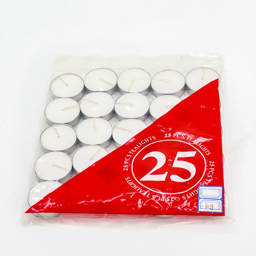 100 pack  tea lights 8 hours pressed tea light wax candles unscented white tea light candle for sale
