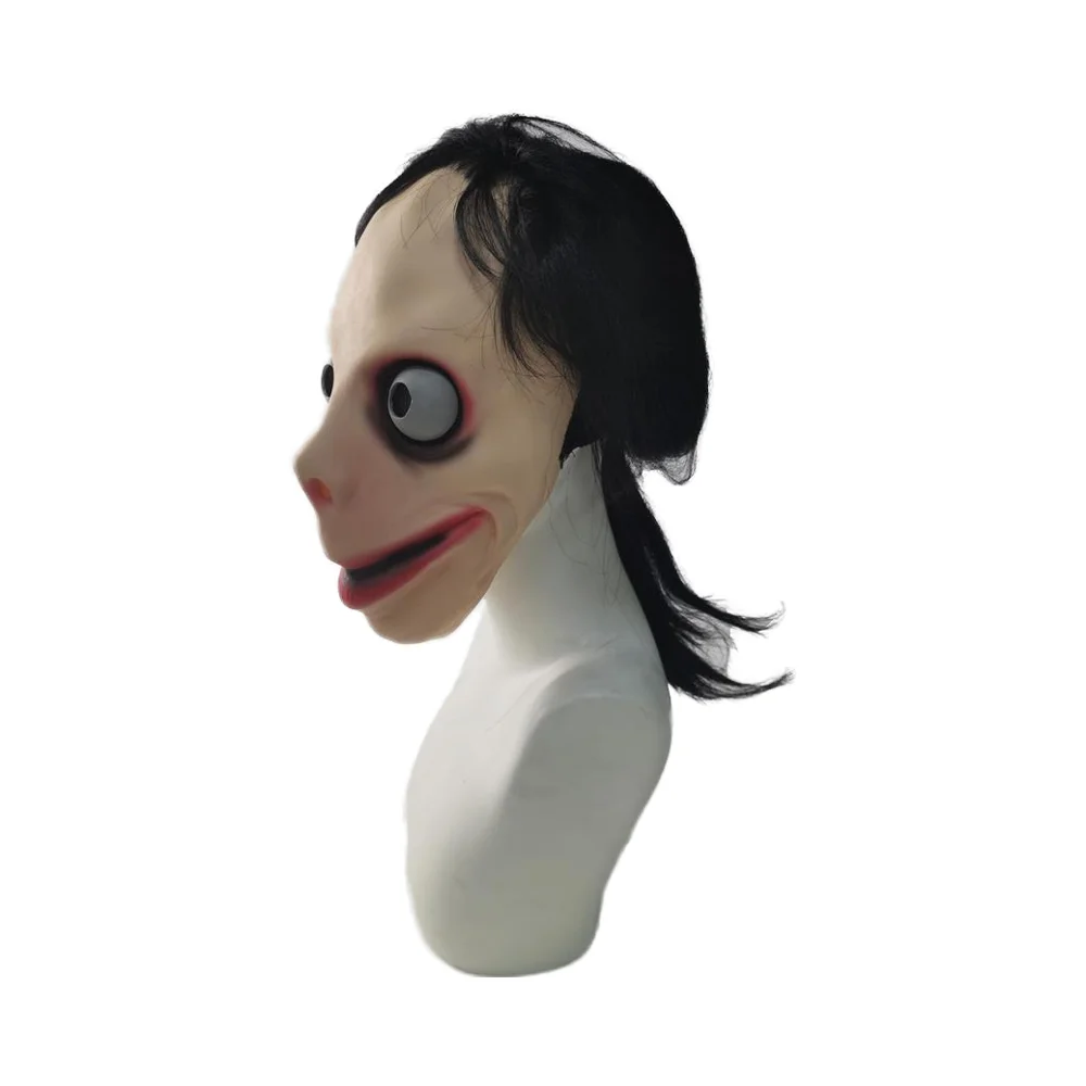 MOMO Mask Halloween scary Long black hair MoMo party mask Female Masks for Cosplay Costume Props Decoration