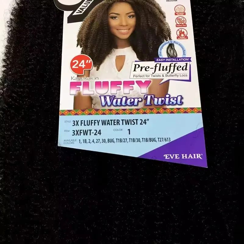 Marley Braid Spring Afro Kinky twist Crochet Hair 3x Fluffy Water Twist