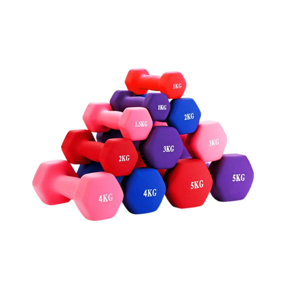 In Stock Quickly Shipping Free Weights Fitness Dumbbells 1kg 1.5kg 2kg Mini Small Pink Red Green Hex Dumbbell Rubber Coated