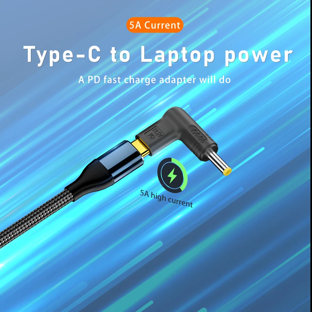 USB to dc PD 100W Laptop Power Charger Power Adapter Connector Type-C Female to DC Male Jack Plug Adapter for Lenovo/HP/Dell