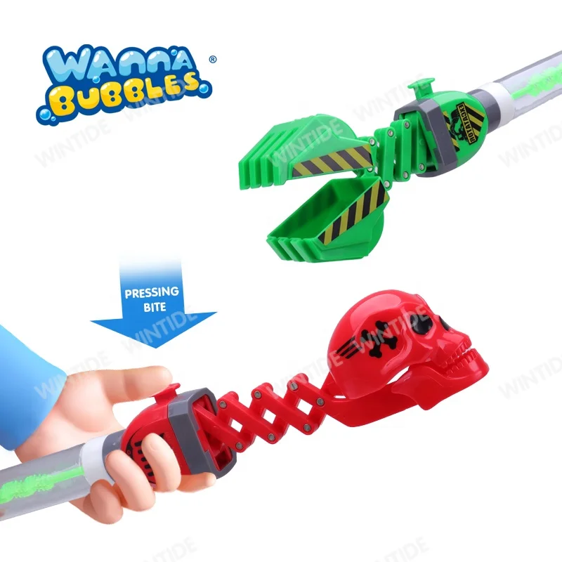 Manufacturer wholesale toy plastic mecha dino catching wand bubble water toys telescopic stick for kids