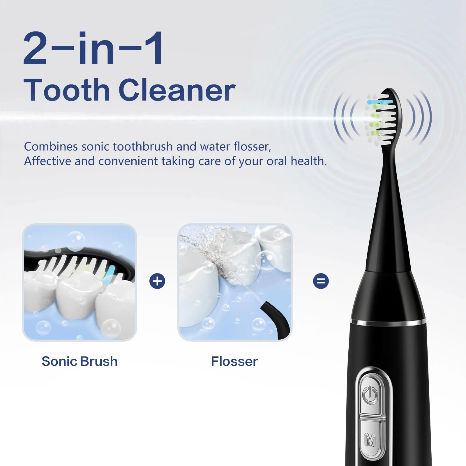 2 in 1 teeth cleaner oral irrigator electric toothbrush combo, brush and floss at same time