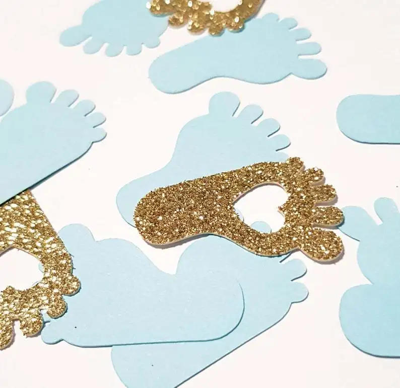 New Arrival Confetti DIY Foot Shape Baby Shower Gender Reveal Party Confetti Boy Girl Throw Confetti Desktop Decoration