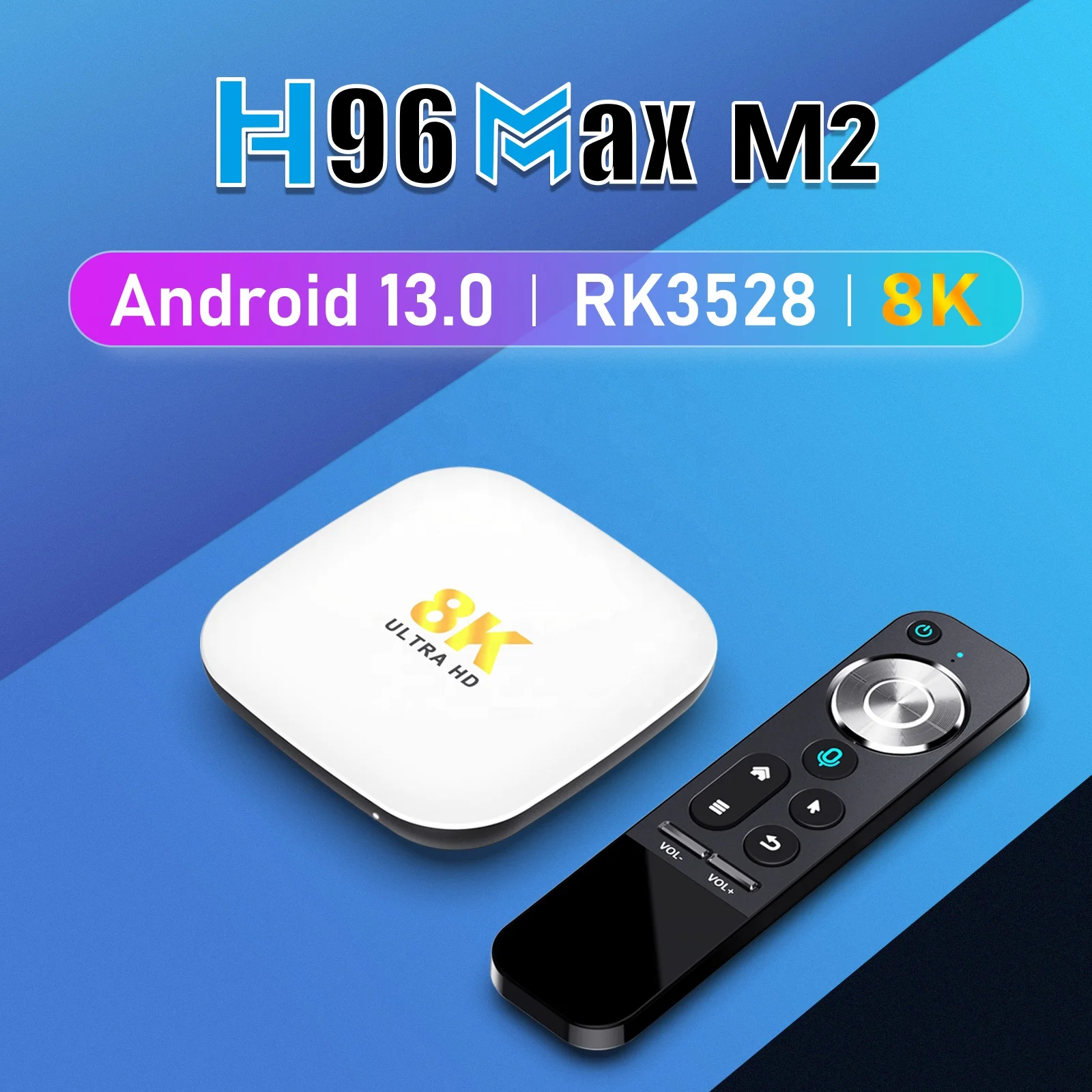 New Arrival OEM ODM Factory Price H96 Max M2 Android 13 Tv Box Rk3528 4gb 32gb 64gb 8k Smart Set-top Box Stb H96 Max Plus