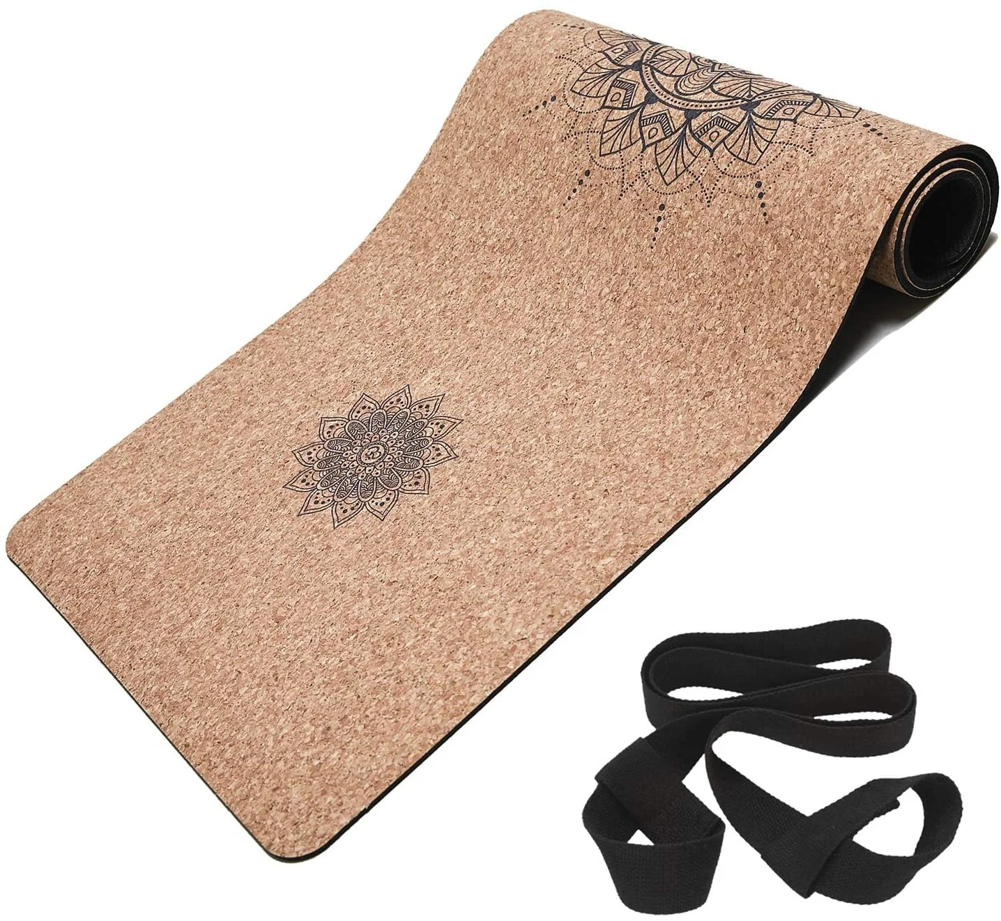 Cork yoga mat anti-slip natural rubber 4mm thick upgrade wear resistant belt, environmentally friendly floor exercise p